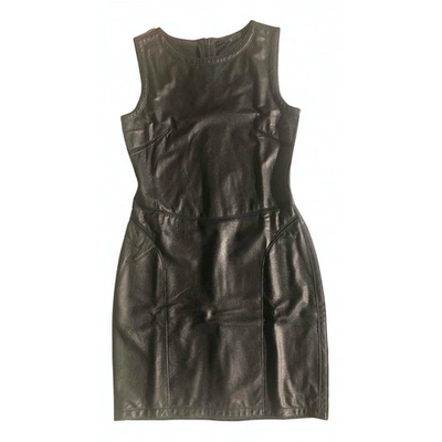 Pre-owned Theory Leather Mini Dress In Black