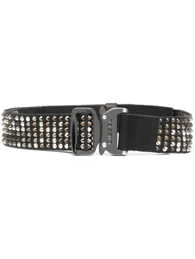 Diesel Spike Studded Snap Buckle Belt In Black