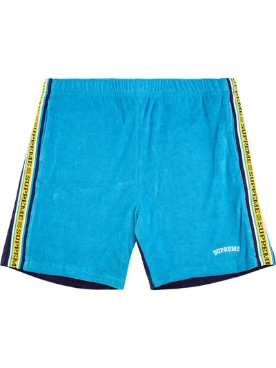 Supreme Terry Logo Shorts In Blue