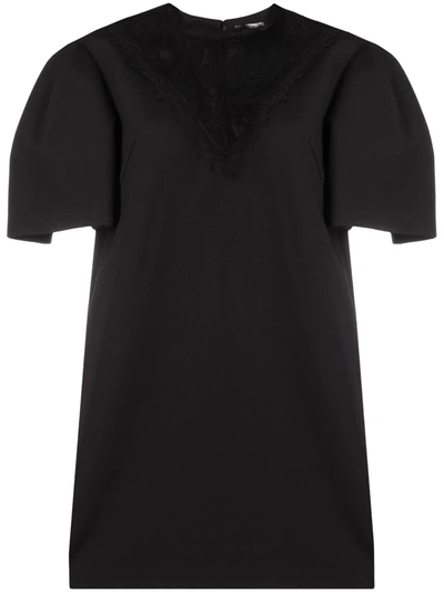 Alexander Mcqueen Lace-panel Mini Dress In Black
