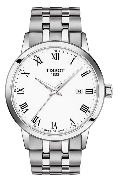 Tissot Men's Swiss Classic Dream Stainless Steel Bracelet Watch 42mm In White