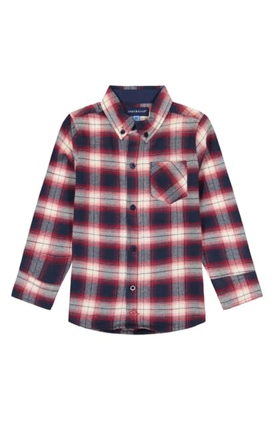 Andy & Evan Kids' Flannel Button-down Shirt In Red/ Navy Plaid