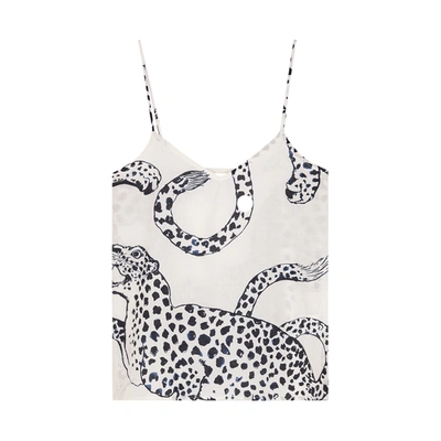 Desmond & Dempsey The Jag Printed Cotton Camisole Top In White