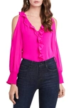 1.state 1. State Ruffle Cold Shoulder Top In Party Pink