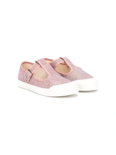 Pèpè Kids' Glitter Buckle Sneakers In Pink