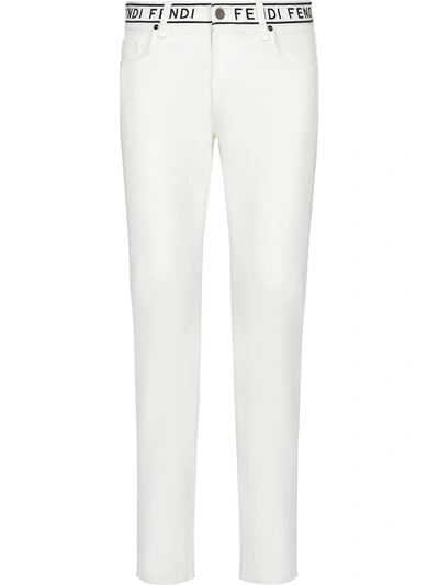 Fendi Branded Straight-leg Jeans In White