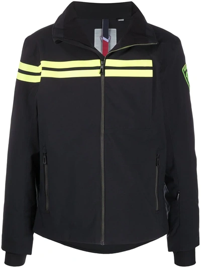 Rossignol 'enbleme' Logo Patch Contrast Stripe Hood Ski Jacket In Black