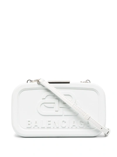 Balenciaga Embossed Logo Crossbody Bag In Grey