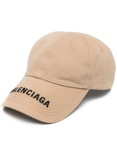 Balenciaga Embroidered Logo Baseball Hat In Neutrals