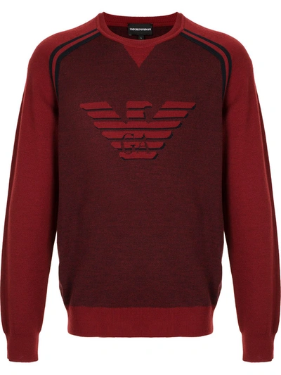Emporio Armani Logo-print Knit Jumper In Red
