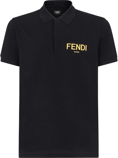 Fendi Logo Polo Shirt In Noir
