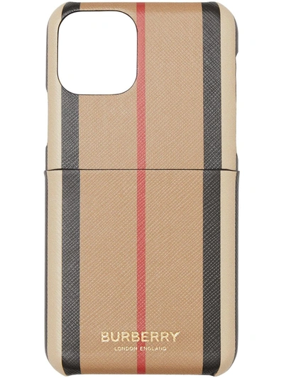Burberry E-canvas Icon Stripe Iphone 11 Pro Case In Neutrals