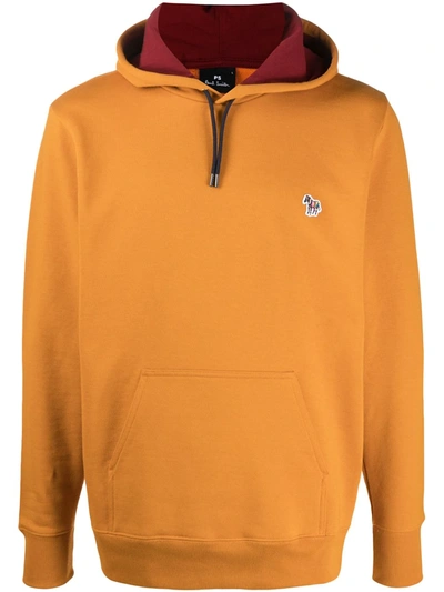 Ps By Paul Smith Zebra-embroidered Organic Cotton Hoodie In Orange