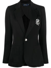 Polo Ralph Lauren Embroidered-logo Single-breasted Blazer In Black