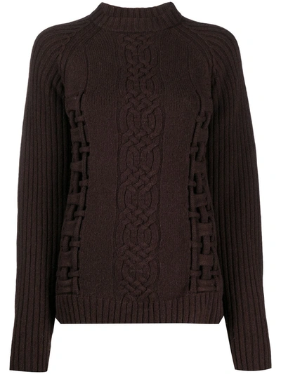 Pre-owned Versace 2000s Open-knit Wool Jumper In Brown