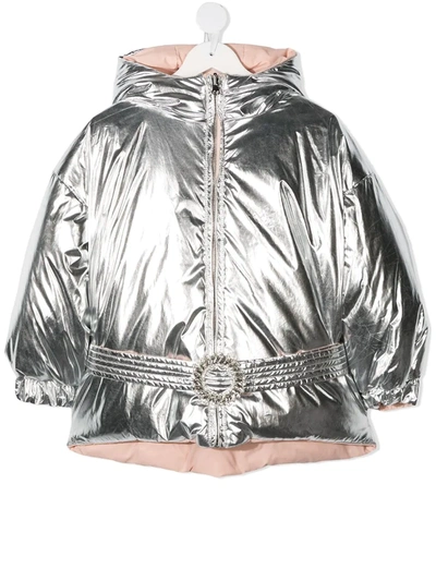 Douuod Kids' Audrey Reversible Puffer Jacket In Silver