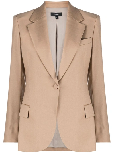 Theory Single-breasted Blazer In Neutrals