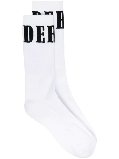 Rhude Ribbed Intarsia-knit Socks In White