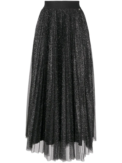 Liu •jo Glittered Tulle Midi Skirt In Black