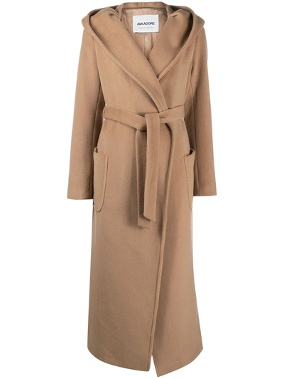 Ava Adore Hooded Mid-length Coat In Neutrals