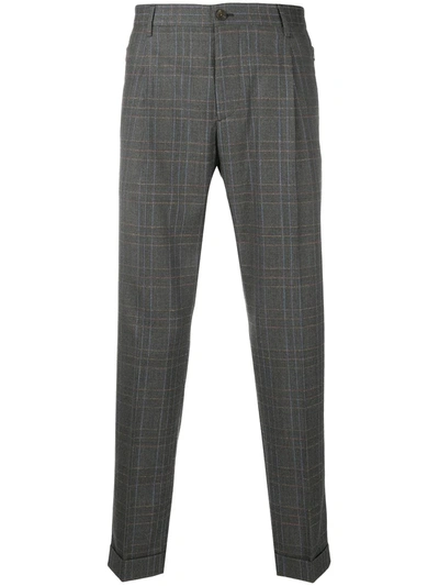Etro Cropped Check Tailored Trousers In Grey