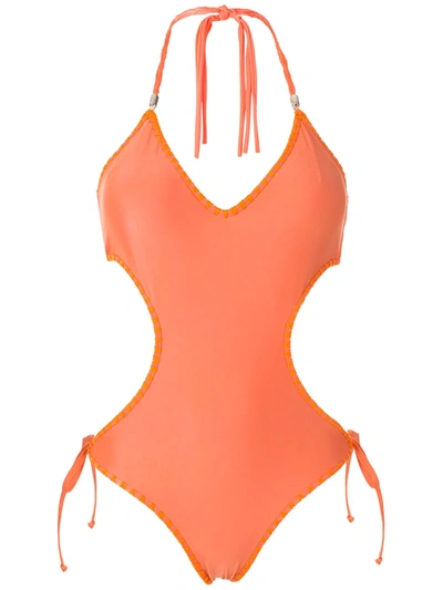 Amir Slama Tie Cut-out One-piece In Orange