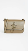 Jw Anderson Neutral Midi Leather Shoulder Bag In Green