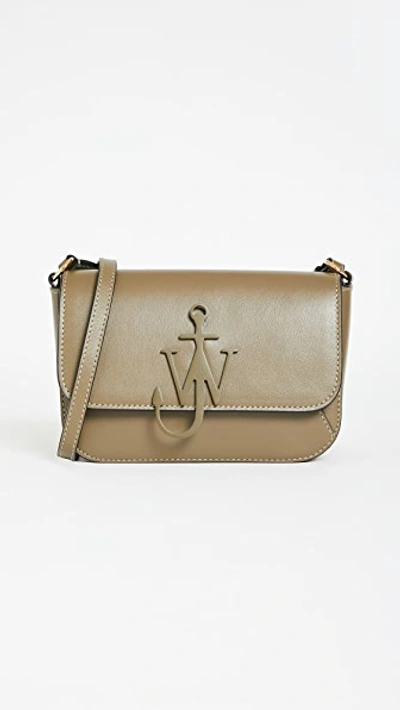 Jw Anderson Neutral Midi Leather Shoulder Bag In Green