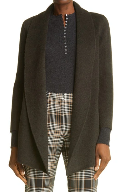 Theory Clairene Luxe Shawl Collar Coat In Thyme