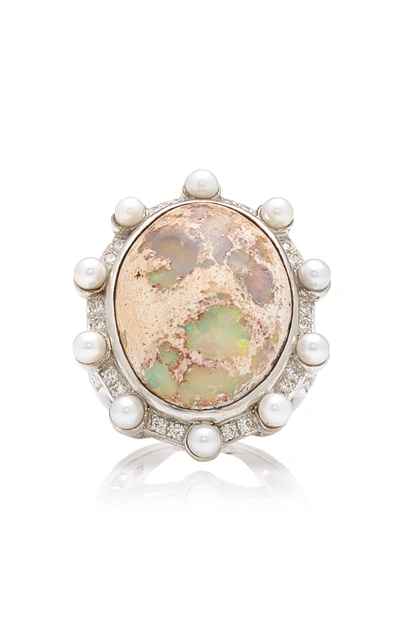 M.spalten Women's Lunar Orbit 18k White Gold Opal Ring
