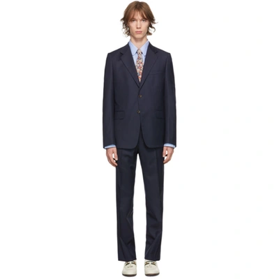 Gucci Navy Wool Straight-fit Suit In 4240 Caspia