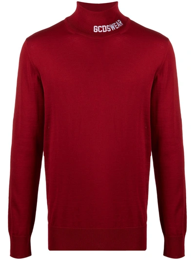 Gcds Turtleneck Wool Jumper In Red