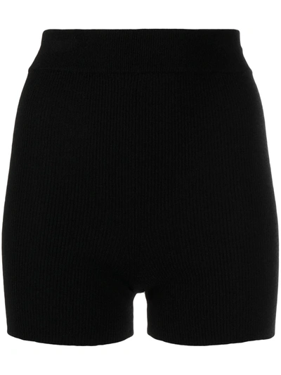 Cashmere In Love Alexa Ribbed-knit Biker Shorts In Black