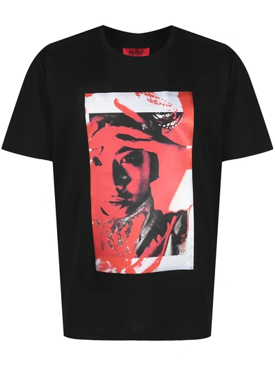 Hugo Mens Black Graphic-print Cotton Jersey T-shirt S