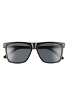 Tom Ford Fletcher 57mm Sunglasses In Shiny Black/ Smoke