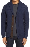 Schott Wool Blend Cardigan Sweater In Navy