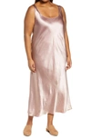 Vince Square Neck Satin Tank Dress In Mauve Orchid