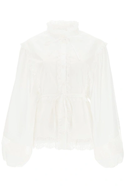 Dolce & Gabbana Lace Ruffled Blouse In White