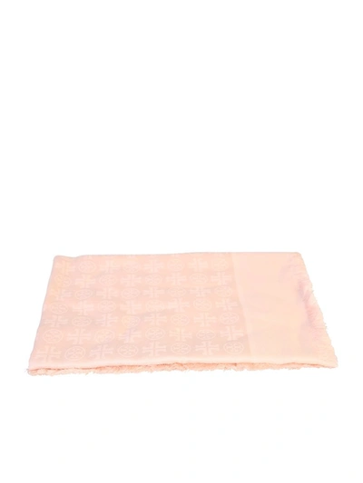 Tory Burch Fringed Jacquard Traveler Scarf In Pink