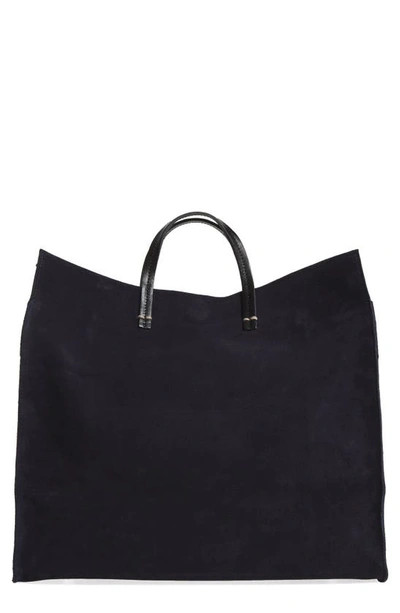Clare V Simple Suede Tote In Navy