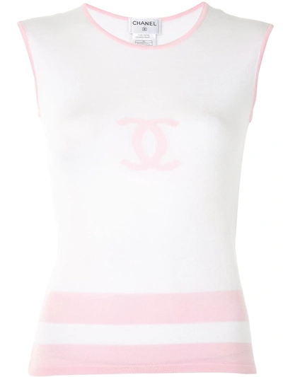 Pre-owned Chanel 2000s Knitted Cc Tank Top In Pink