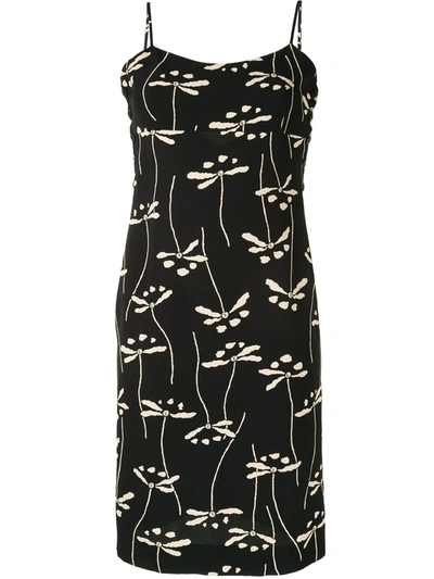 Pre-owned Chanel 1998 Floral Knee-length Dress In Black