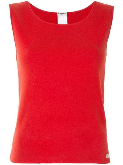 Pre-owned Chanel 2002 Knitted Sleeveless Top In Red