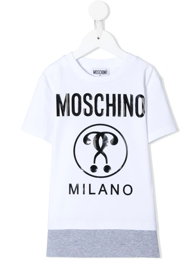 Moschino Kids' Layered Logo Print T-shirt In White