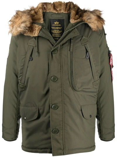 Alpha Industries Polar Hooded Jacket In Green