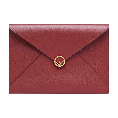 Fendi Flat Pouch Large In Rouge