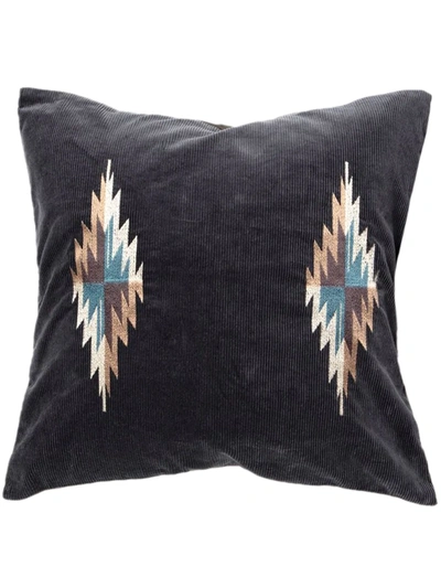 Basshu Chimayo Corduroy Embroidered Cushion In Grau