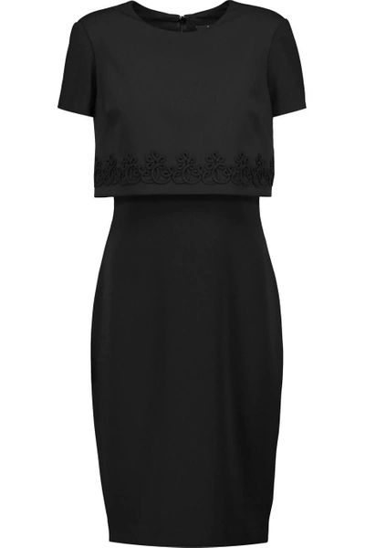 Badgley Mischka Day Layered Embroidered Crepe Dress