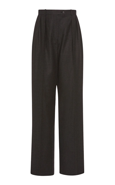 The Row Marcelina Wool-flannel Straight-leg Pants In Dark Gray