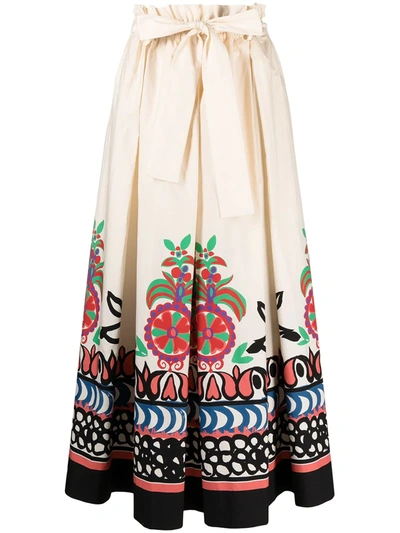 La Doublej Sardegna Calata-print Cotton-poplin Midi Skirt